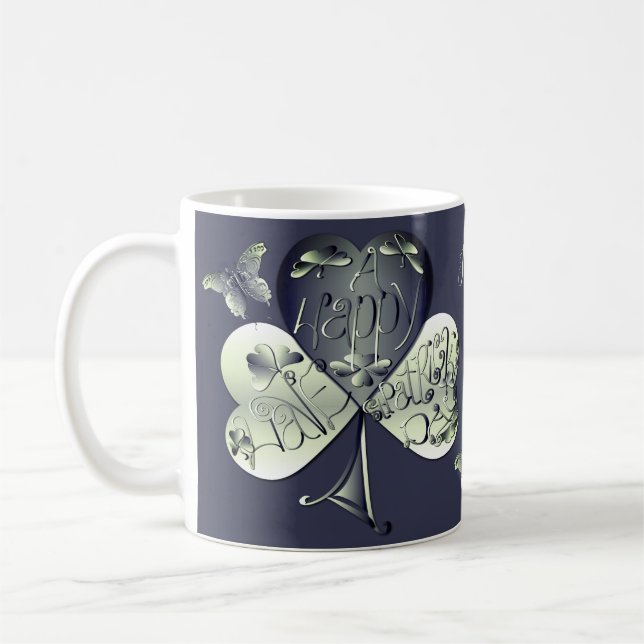 "Ha en Lycklig St. Patrick's Day" Shamrock Kaffemugg (Vänster)