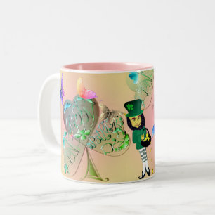 "Ha en Lycklig St. Patrick's" Leprechaun Shamrocks Två-Tonad Mugg