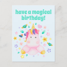 Ha en magisk födelsedag, Cute Kids Unicorn Vykort