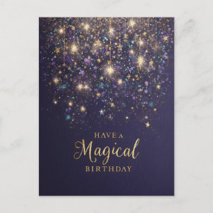 "Ha en magisk födelsedag med Glitter och stjärnor Helg Vykort