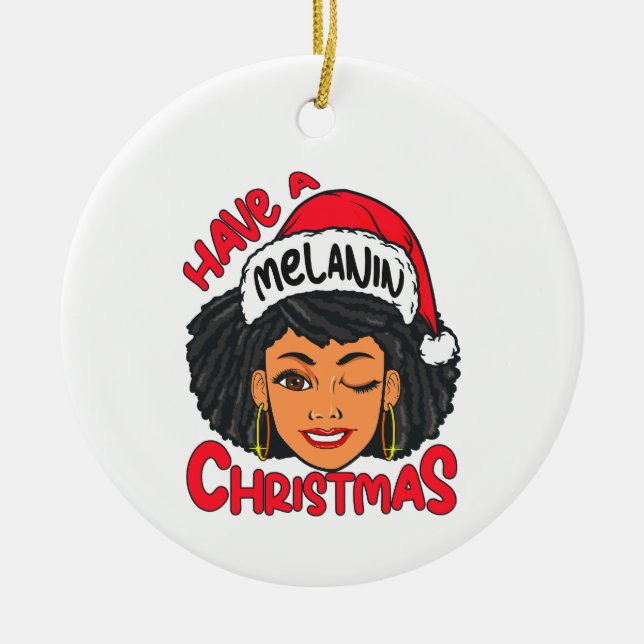 Ha en melanin Black Girl Magic Sista Julgransprydnad Keramik (Framsidan)