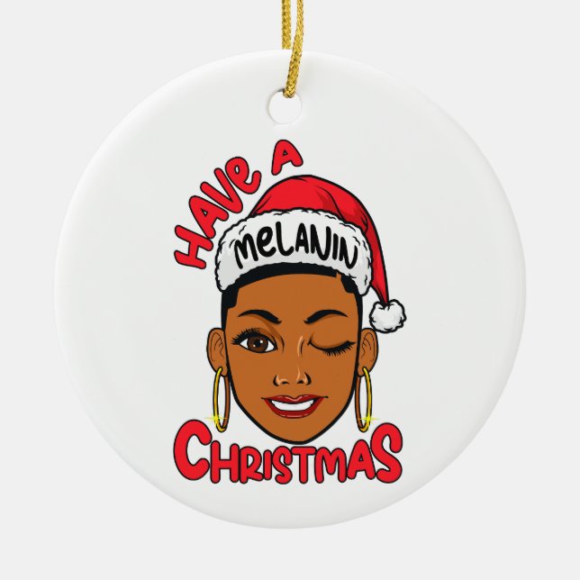 Ha en melanin Black Girl Magic Sista Julgransprydnad Keramik (Framsidan)