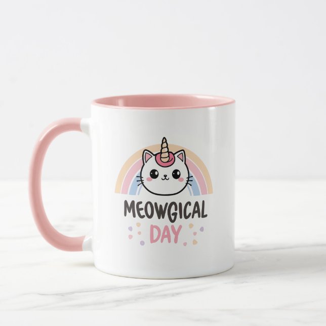 Ha en "Meowgisk Dag" Katt Enhörning Mugg (Vänster)