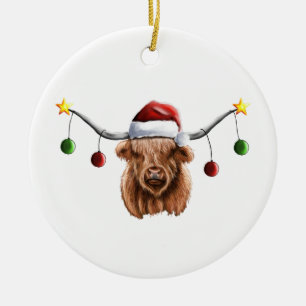 Ha en Merry Hielan Coo-jul Julgransprydnad Keramik