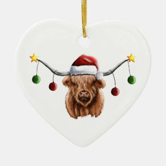 Ha en Merry Hielan Coo-jul Julgransprydnad Keramik