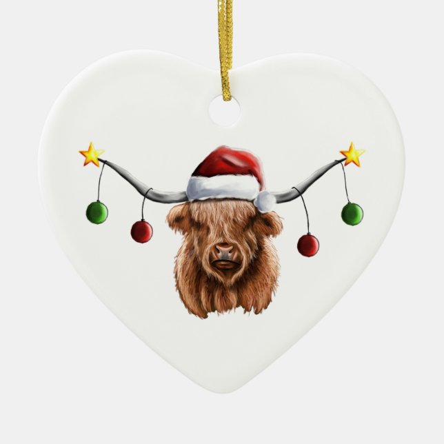 Ha en Merry Hielan Coo-jul Julgransprydnad Keramik (Framsidan)