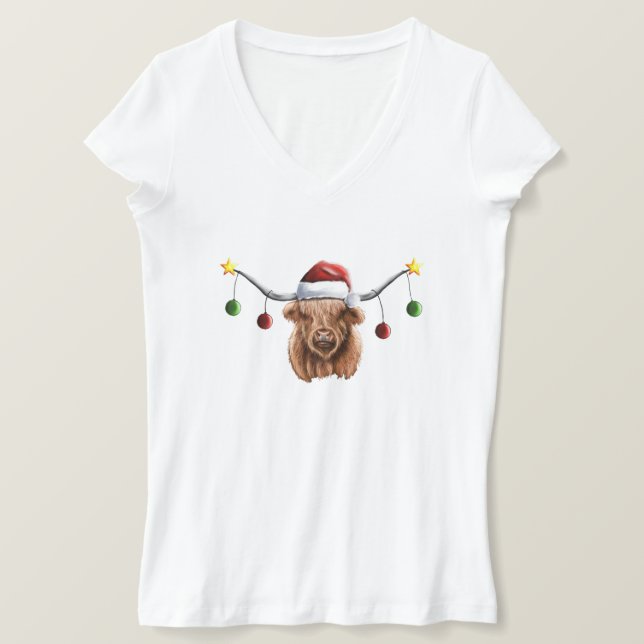 Ha en Merry Hielan Coo-jul T Shirt (Design framsida)