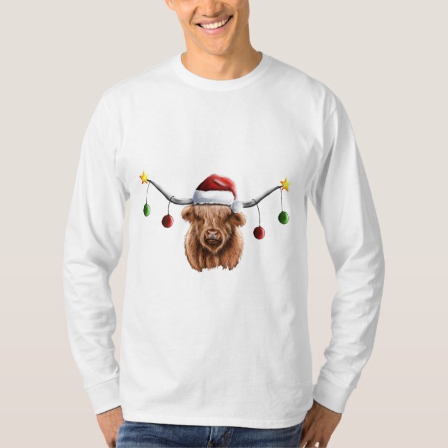 Ha en Merry Hielan Coo-jul T Shirt (Framsida)