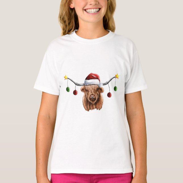 Ha en Merry Hielan Coo-jul T Shirt (Framsida)