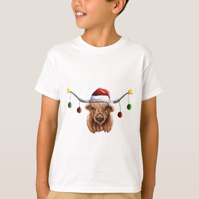 Ha en Merry Hielan Coo-jul T Shirt (Framsida)