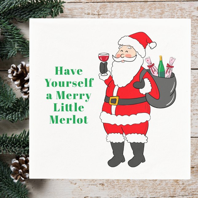 Ha en Merry Little Merlot Santa Vin Pappersservett (Skapare uppladdad)