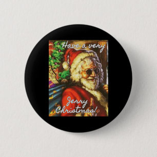 Ha en mycket Jerry-jul-Garcia Santa Helgdag Knapp
