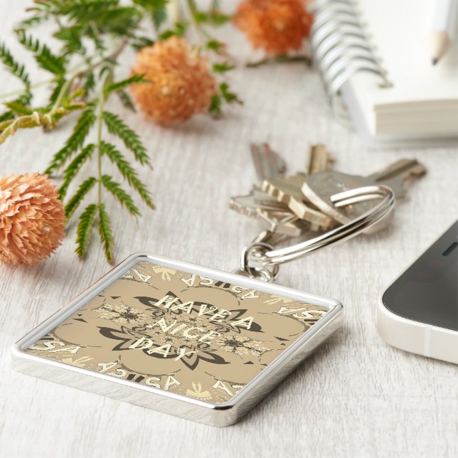 Ha en Nicedag och en bättre natt Fyrkantig Silverfärgad Nyckelring (Sidan)