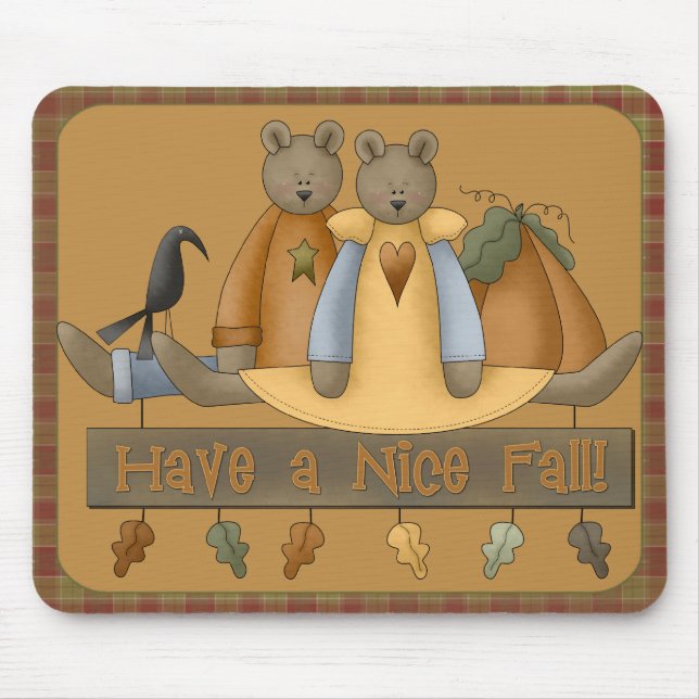 "Ha en Nicefall" Hösthösten Nalle Mousepad Musmatta (Framsidan)