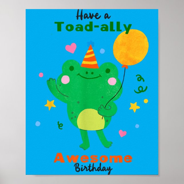 Ha En Padd-super Rolig Födelsedagsfest Groda Barn Poster (Framsidan)