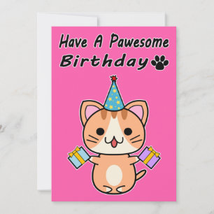 Ha En Pawesome Födelsedag - Röd Tabby Katt