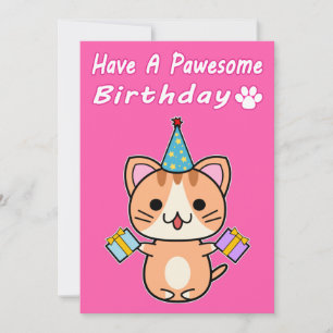 Ha En Pawesome Födelsedag - Röd Tabby Katt