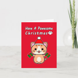 Ha En Pawesome Jul - Röd Tabby Katt Helgkort