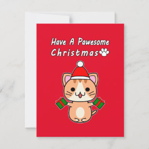 Ha En Pawesome Jul - Röd Tabby Katt Julkort