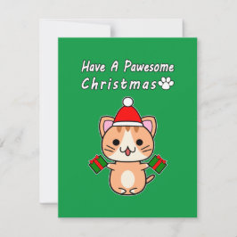 Ha En Pawesome Jul - Röd Tabby Katt Julkort