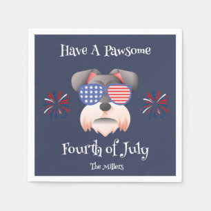 HA EN PAWSOME 4:E JULY SCHNAUZER T-Shirt Pappersservett