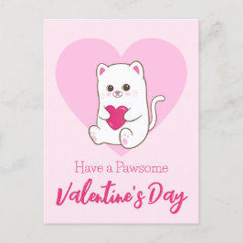 Ha en Pawsome Valentine Day | Funny Cute Cat Vykort