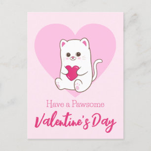 Ha en Pawsome Valentine Day Funny Cute Cat Vykort