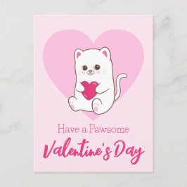 Ha en Pawsome Valentine Day | Funny Cute Cat Vykort