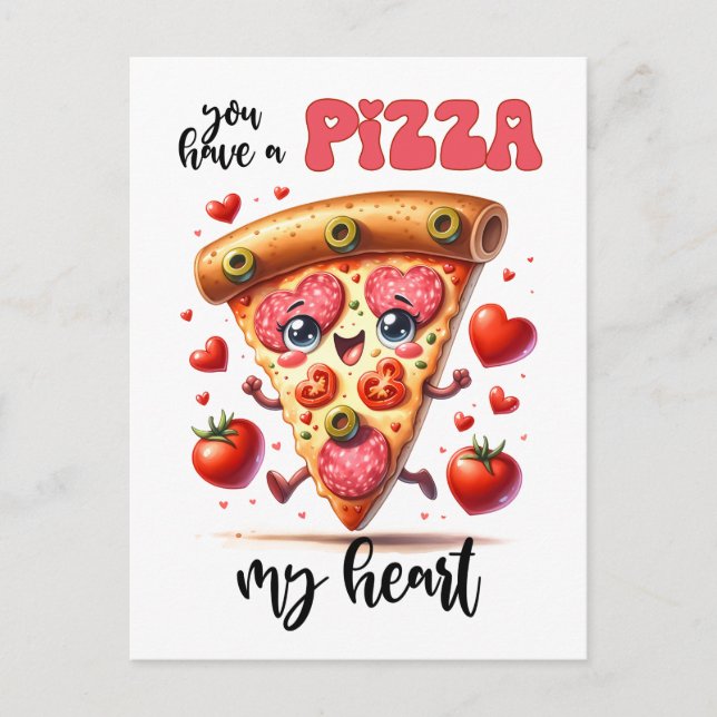 Ha en pizza mitt hjärta punny Valentine Vykort (Framsida)
