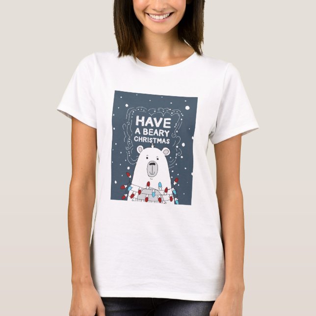 Ha en Polar i Beary Jul Bear Art Illustration T Shirt (Framsida)