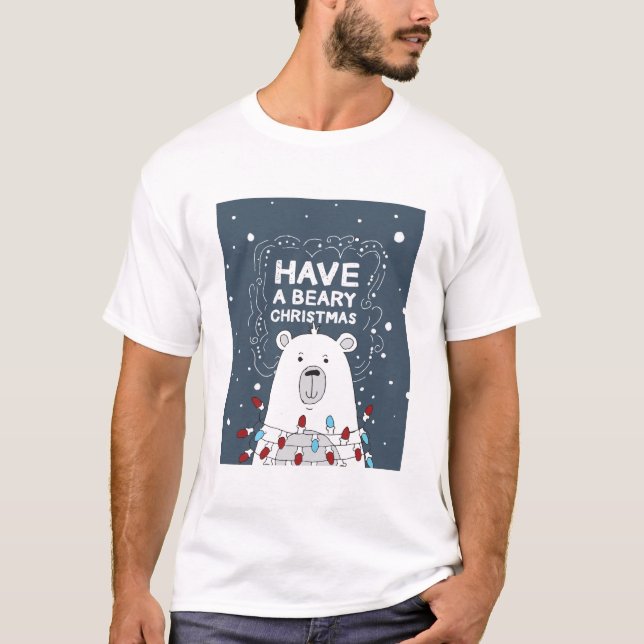 Ha en Polar i Beary Jul Bear Art Illustration T Shirt (Framsida)