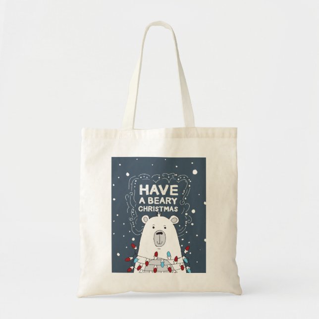 Ha en Polar i Beary Jul Bear Art Illustration Tygkasse (Framsidan)