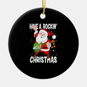 Ha en rakingjul Guitarist Guitar Funny Xma Julgransprydnad Keramik