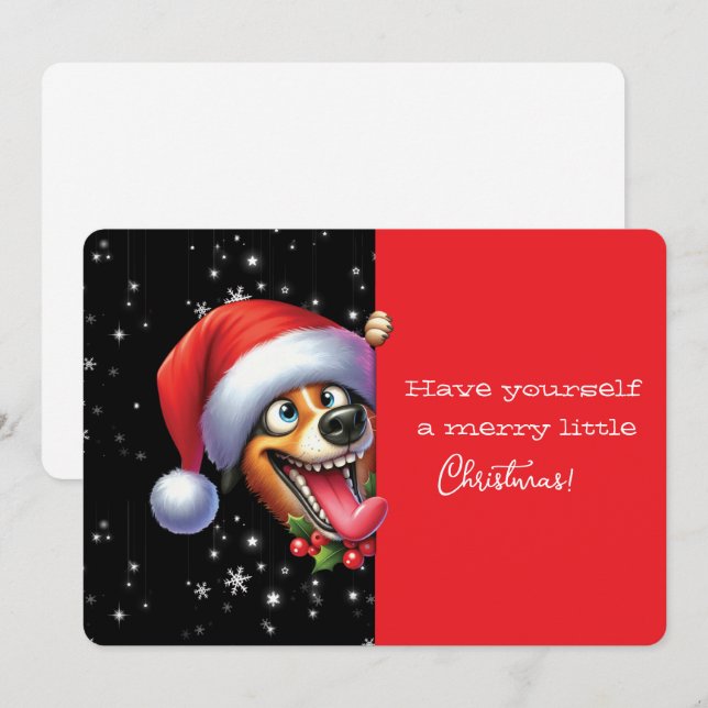 Ha en riktigt glad jul grinande hund (Fram/baksida)