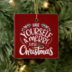 Ha en riktigt glad liten jul julgransprydnad keramik