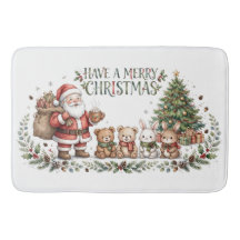 Ha en riktigt god jul Santa Badematte - Vattenfärg