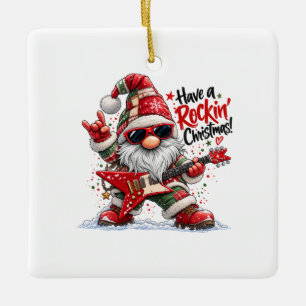 Ha en Rockin' jul gitarr Tomte Julgransprydnad Keramik