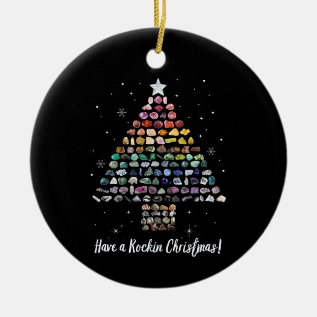 Ha en Rockin-julklapp Gem Träd Rockhound Julgransprydnad Keramik (Framsidan)