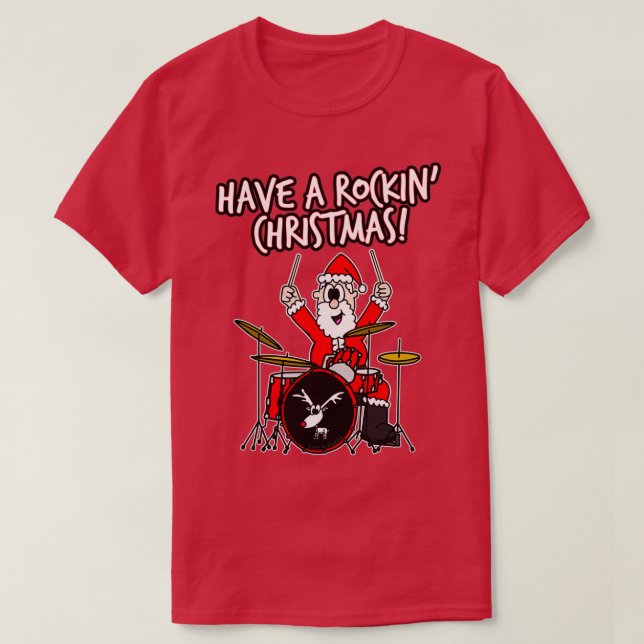Ha en Rockinx27 jultomten Drummer T Shirt (Design framsida)