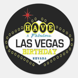 Ha en sagolik Las Vegas födelsedagklistermärke Runt Klistermärke