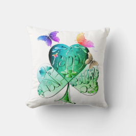 "Ha en sankt Patrick-dag i Lycklig" Recoleta Shamr Kudde