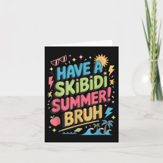 Ha en Skibidi Summer Bruh Gen Alpha Slang Teacher Kort (Framsida)