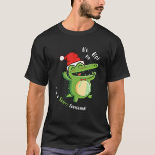 Ha en Snappy-julfonen Alligator Santa Hat T Shirt