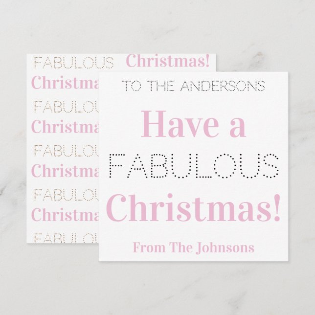 Ha en snygg julmodern Rosa Typografi Julkort (Fram/baksida)