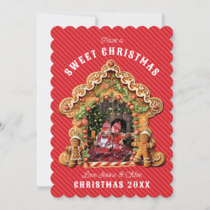 Ha en söt jul   Gingerbröd House Photo Julkort