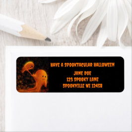 Ha en spöktrevlig Halloween med spöke Returadress Etikett