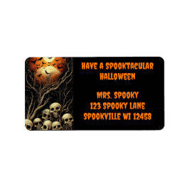 Ha en Spooktaculär Halloween med Döskallar och Fla Adressetikett