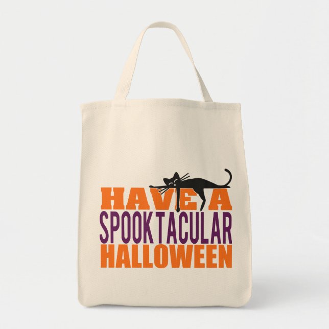 Ha en Spooktacular Halloween med svart katt Tygkasse (Framsidan)