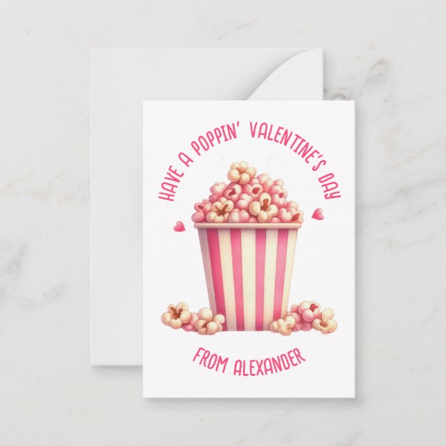 Ha en sprängfylld Alla hjärtans dag med rosa popco Anteckningskort (Framsida)