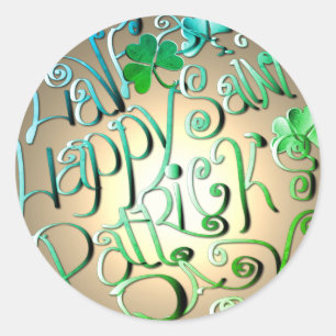 "Ha en St. Patrick's Day i Lycklig" Runt Klistermärke